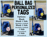 Baseball and Softball Ball Bag Name Tags