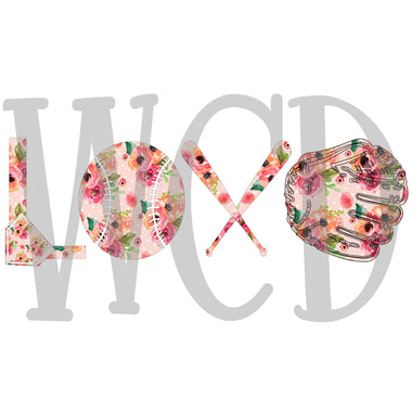 Love Baseball/Softball Floral Digital Download