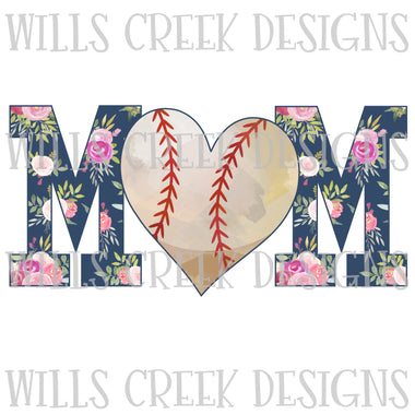 Baseball Mom Floral Digital Download