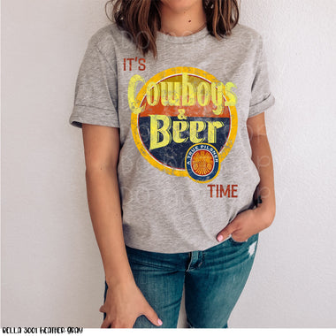 Cowboys & Beer Time Screen Print Transfer High Heat W90