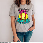 Love & Softball Screen Print High Heat Transfer R57