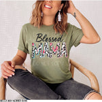 Blessed Mama Floral Print Screen Print Transfer *High Heat* F10