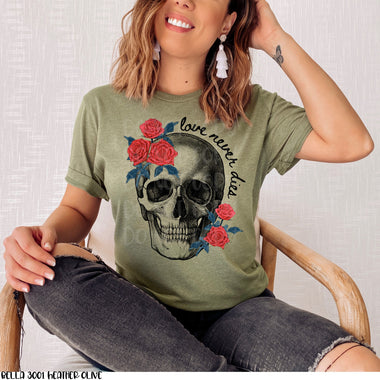 *No Restocks* Love Never Dies Skull Screen Print High Heat Transfer W141