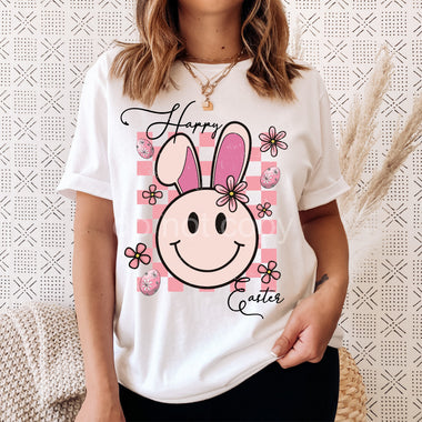 Happy Easter Checkered Screen Print High Heat Transfer A18
