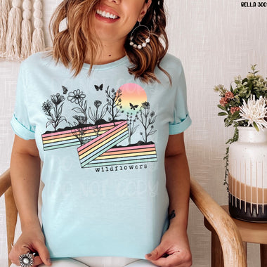 Wildflower Stripes Screen Print Transfer High Heat Q59