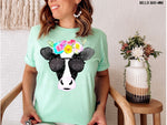 Floral Cow Sunglasses Screen Print Transfer *High Heat* B2