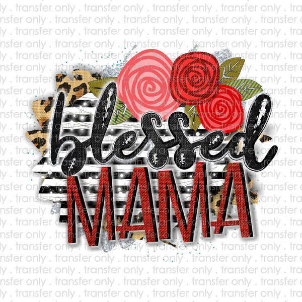 Blessed Mama Floral Stripe Sublimation Transfer