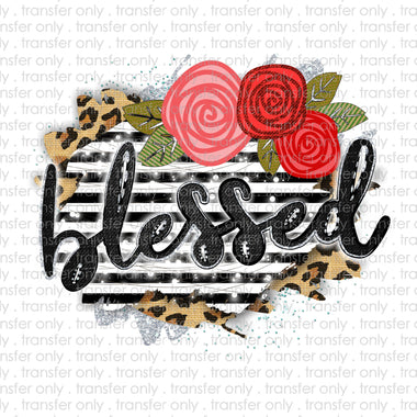 Blessed Floral Stripe Sublimation Transfer