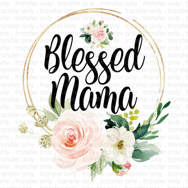 Blessed Mama Gold Wreath Sublimation Transfer