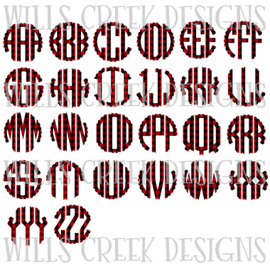 Plaid Scallop Monogram SVG Bundle Digital Download