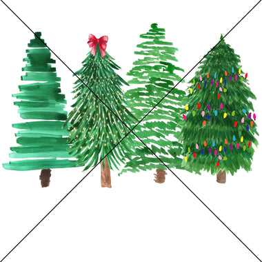 Watercolor Christmas Trees Sublimation Transfer