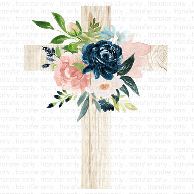 Wood Floral Cross Sublimation Transfer