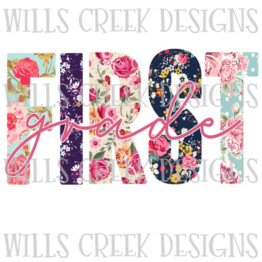 First Grade Floral Digital Download