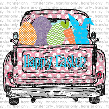 Happy Easter Pink Polka Dot Sublimation Transfer