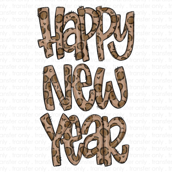 Happy New Years Cheetah Sublimation Transfer