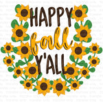 Happy Fall Sunflower Wreath Sublimation Transfer