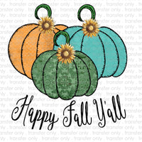 Happy Fall Yall Patchwork Pumpkins Sublimation Transfer