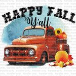 Happy Fall Red Truck Sublimation Transfer