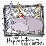 Hippo for Christmas Sublimation Transfer