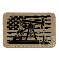 Oil Rig Flag Leather Patches *Patch Only*