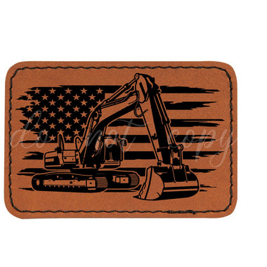 Excavator Flag Leather Patches *Patch Only*