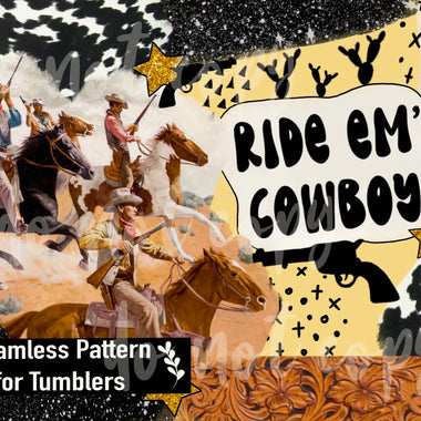 Ride Em’ Cowboy Western Seamless Pattern for Tumblers Digital Download