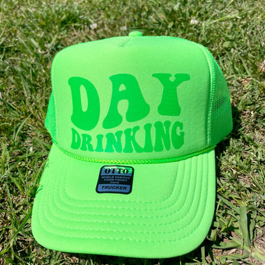 Day Drinking Neon Green Trucker Hat