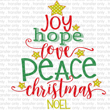 Joy Hope Love Peace Christmas Noel Sublimation Transfer