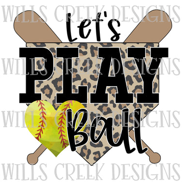 Lets Play Ball Cheetah Softball Digital Download