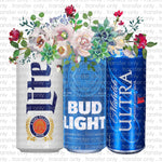 Light Beer Floral Sublimation Transfer
