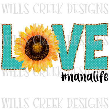 Love Sunflower Nanalife Sublimation Transfer