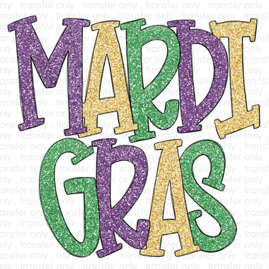 Mardi Gras Glitter Doodle Sublimation Transfer