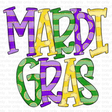 Mardi Gras Stripe Doodle Sublimation Transfer