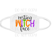 Resting Witch Face Mask/Pocket/Koozie Screen Print Transfer Y21