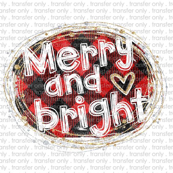 Merry and Bright Plaid Oval Sublimation Transfer