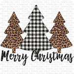 Merry Christmas Trees Black Plaid Digital Download