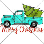 Merry Christmas Turquoise Truck Sublimation Transfer