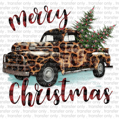 Merry Christmas Leopard Truck Sublimation Transfer