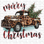 Merry Christmas Leopard Truck Sublimation Transfer