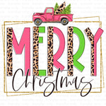 Merry Christmas Pink Truck Sublimation Transfer