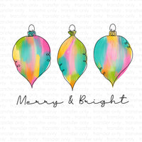 Merry & Bright Ornaments Sublimation Transfer