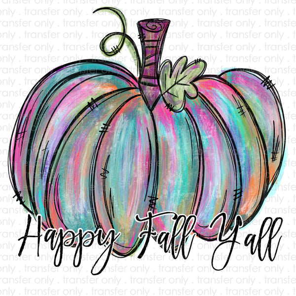 Happy Fall Yall Painted Pumpkin Sublimation Transfer