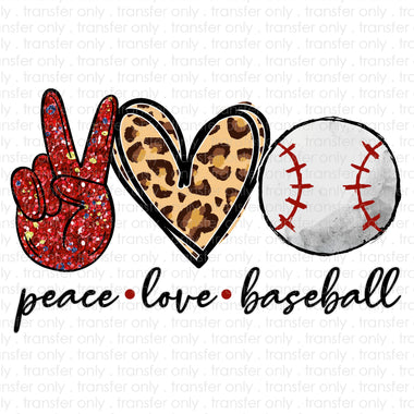 Peace Love Baseball Glittler Sublimation Transfer