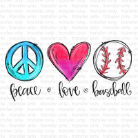 Peace Love Baseball Sublimation Transfer