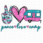 Peace Love Camp Sublimation Transfer