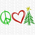 Peace Love Christmas Tree Sublimation Transfer