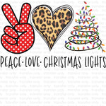 Peace Love Christmas Lights Sublimation Transfer