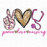 Peace Love Nursing Glittler Sublimation Transfer