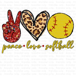 Peace Love Softball Glitter Sublimation Transfer
