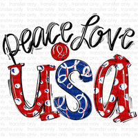 Peace love USA Sublimation Transfer
